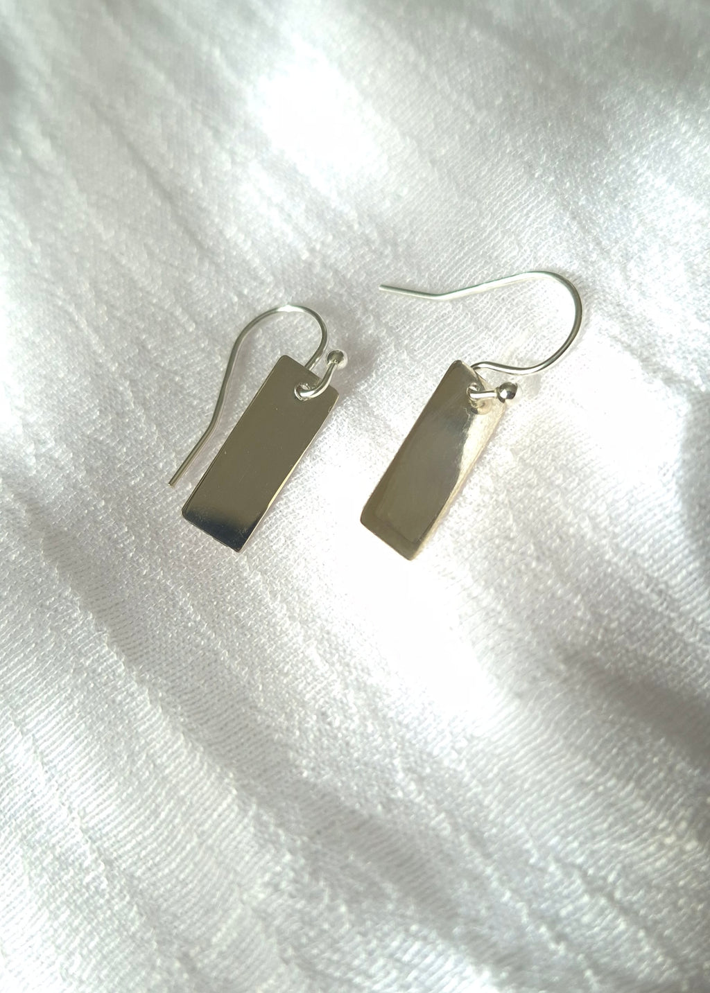 Silver Tag Drop Earrings