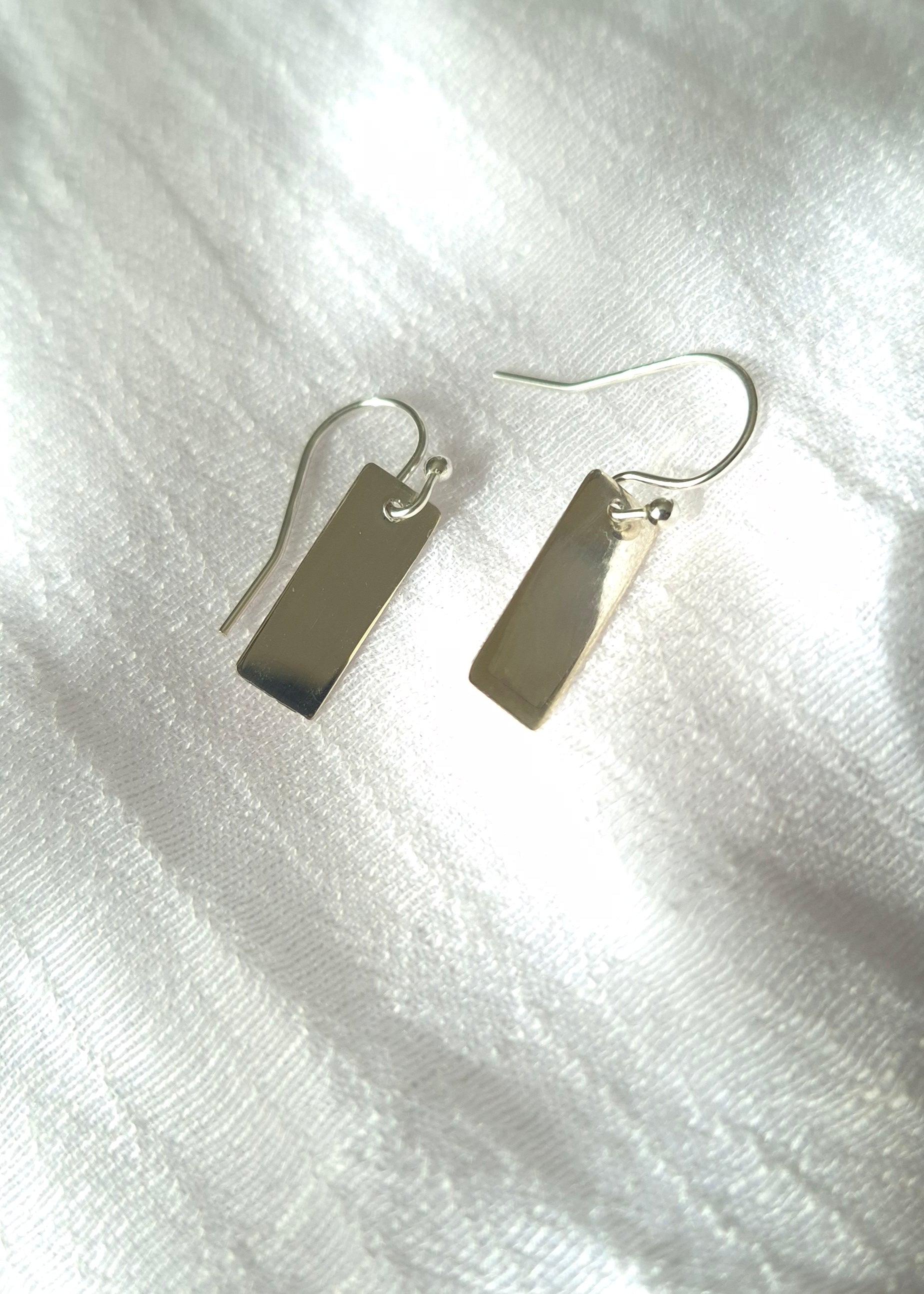 Silver Tag Drop Earrings