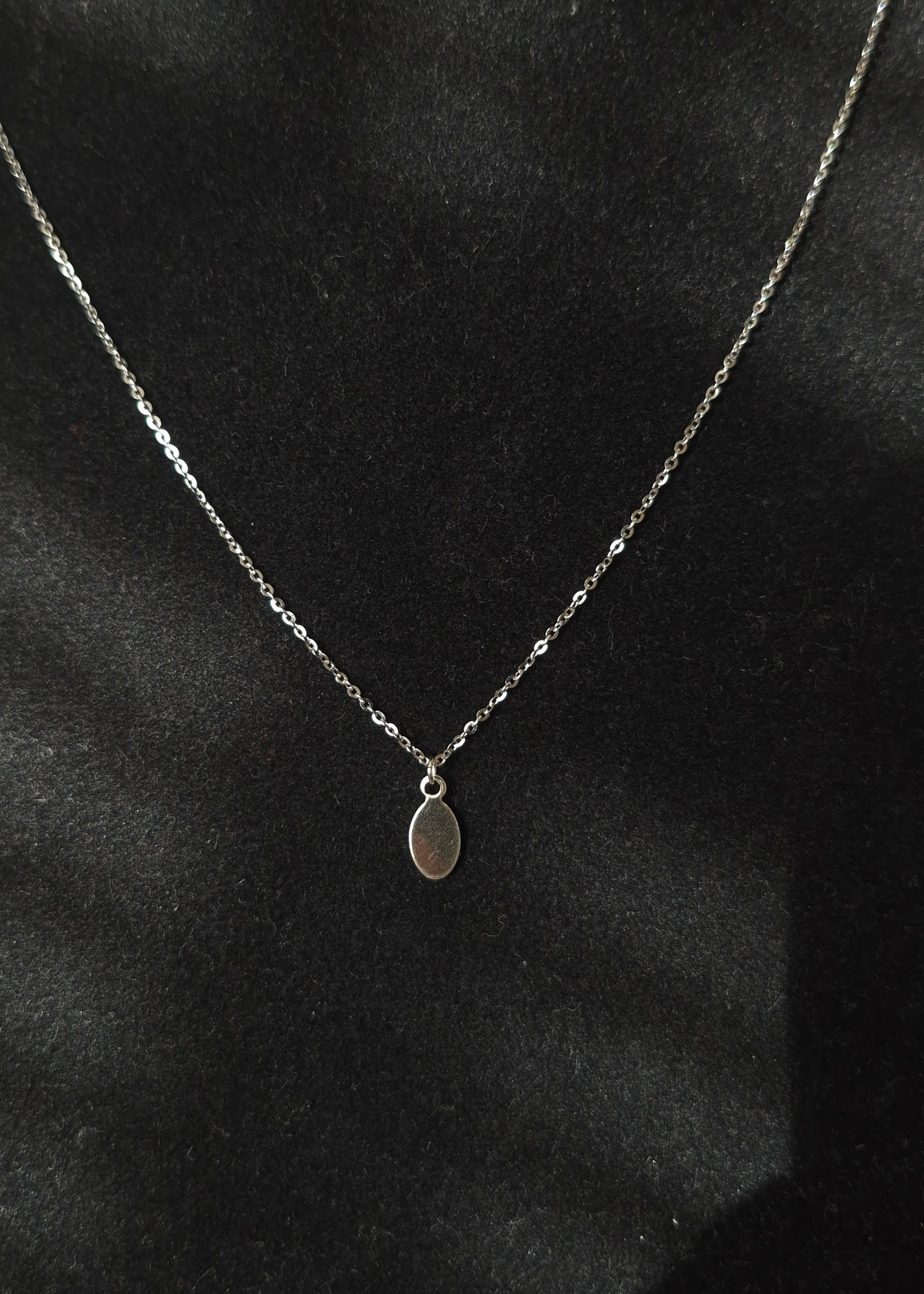 Tiny Silver Oval Necklace