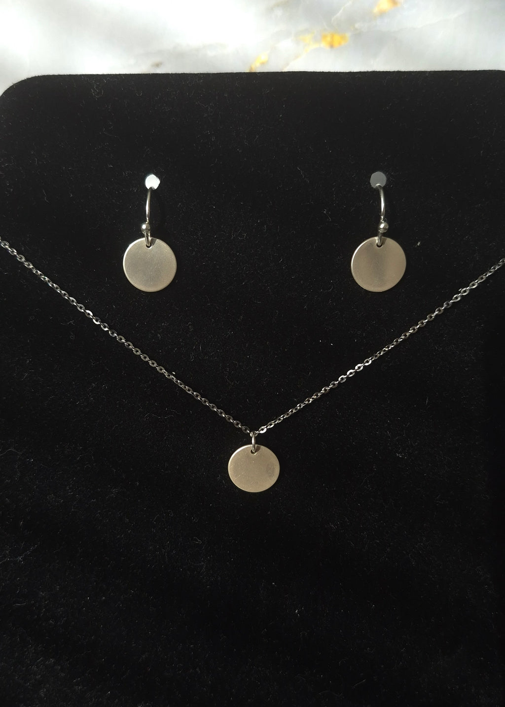 Silver Disc Drop Earrings