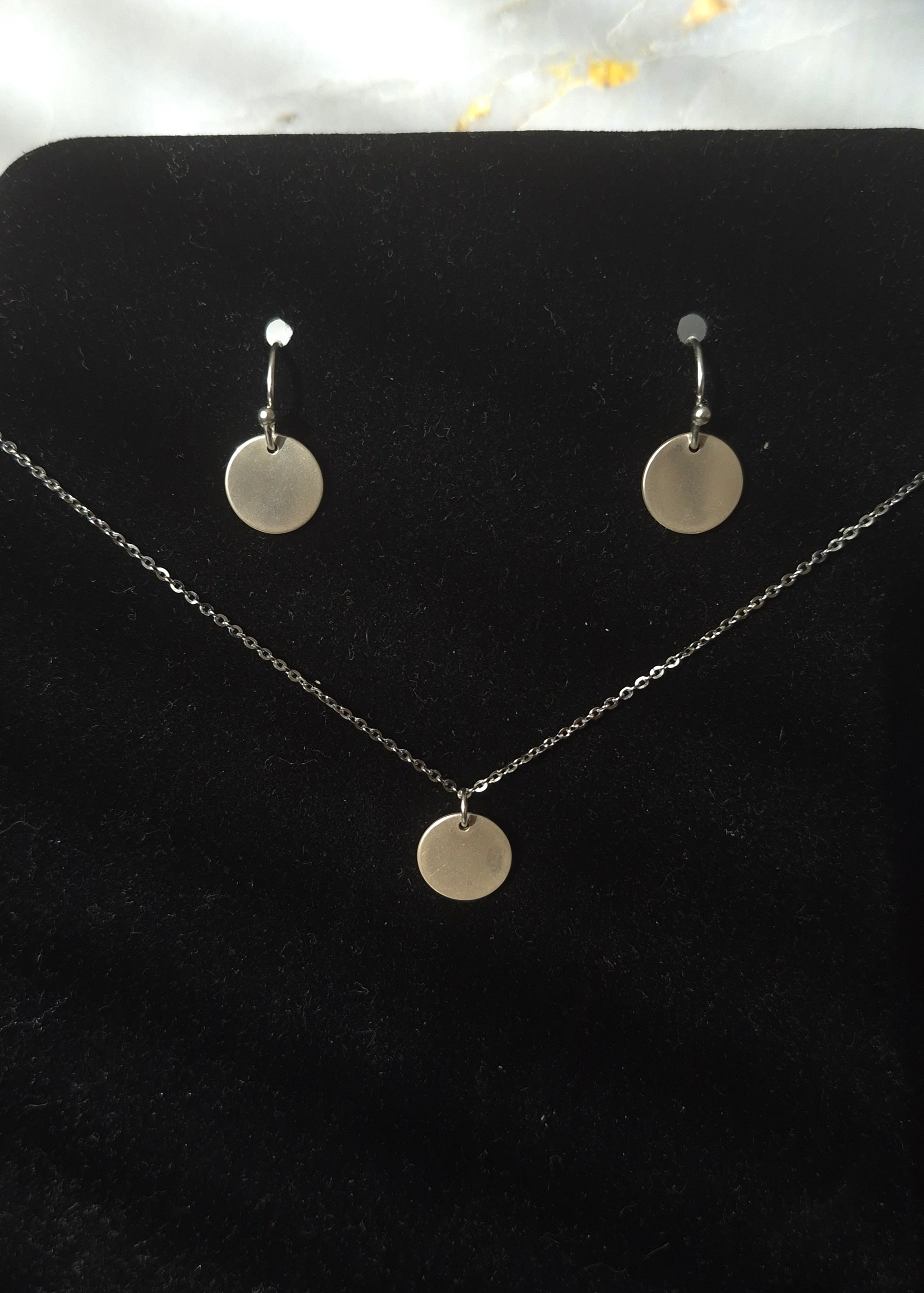 Silver Disc Drop Earrings