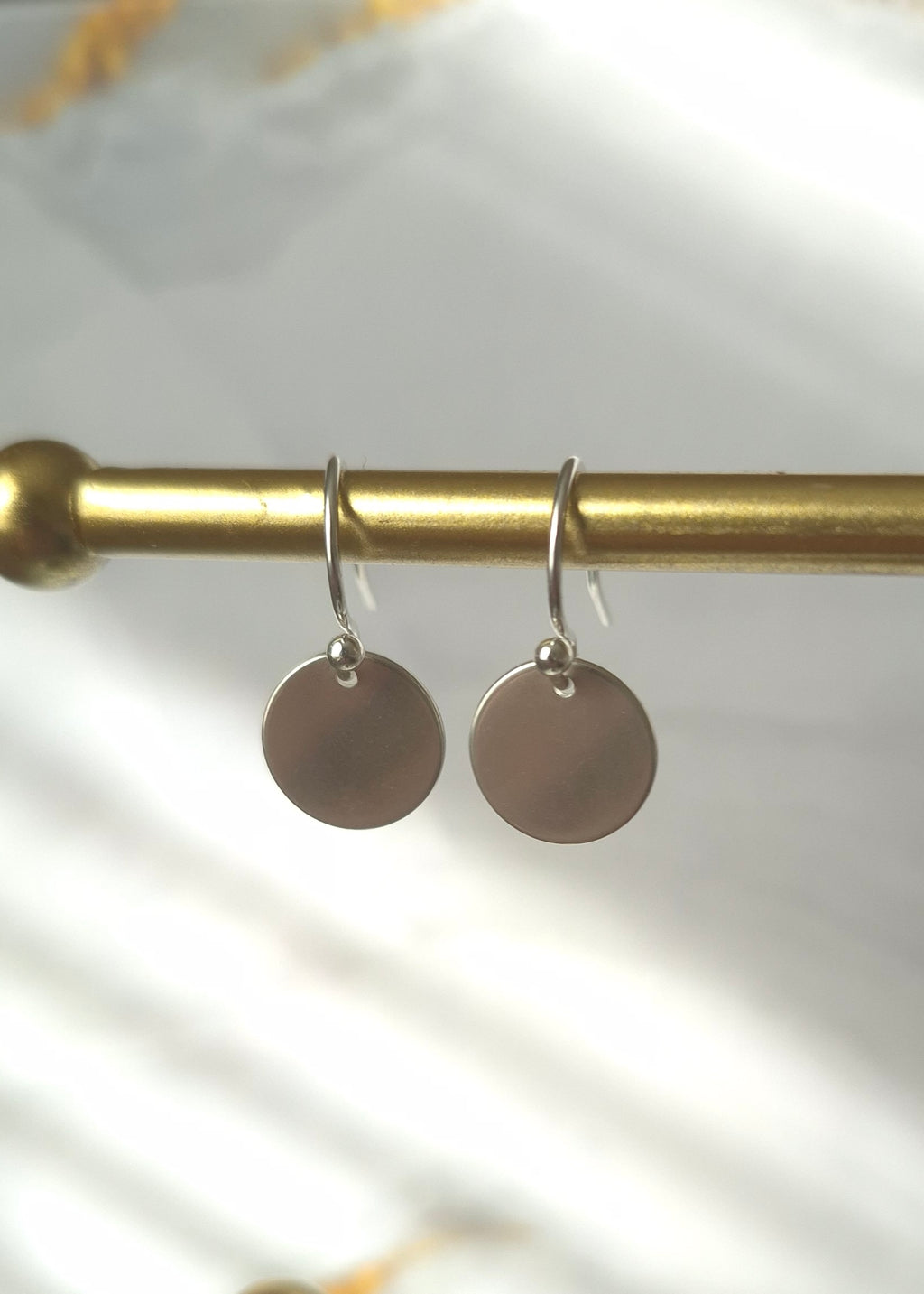 Silver Disc Drop Earrings