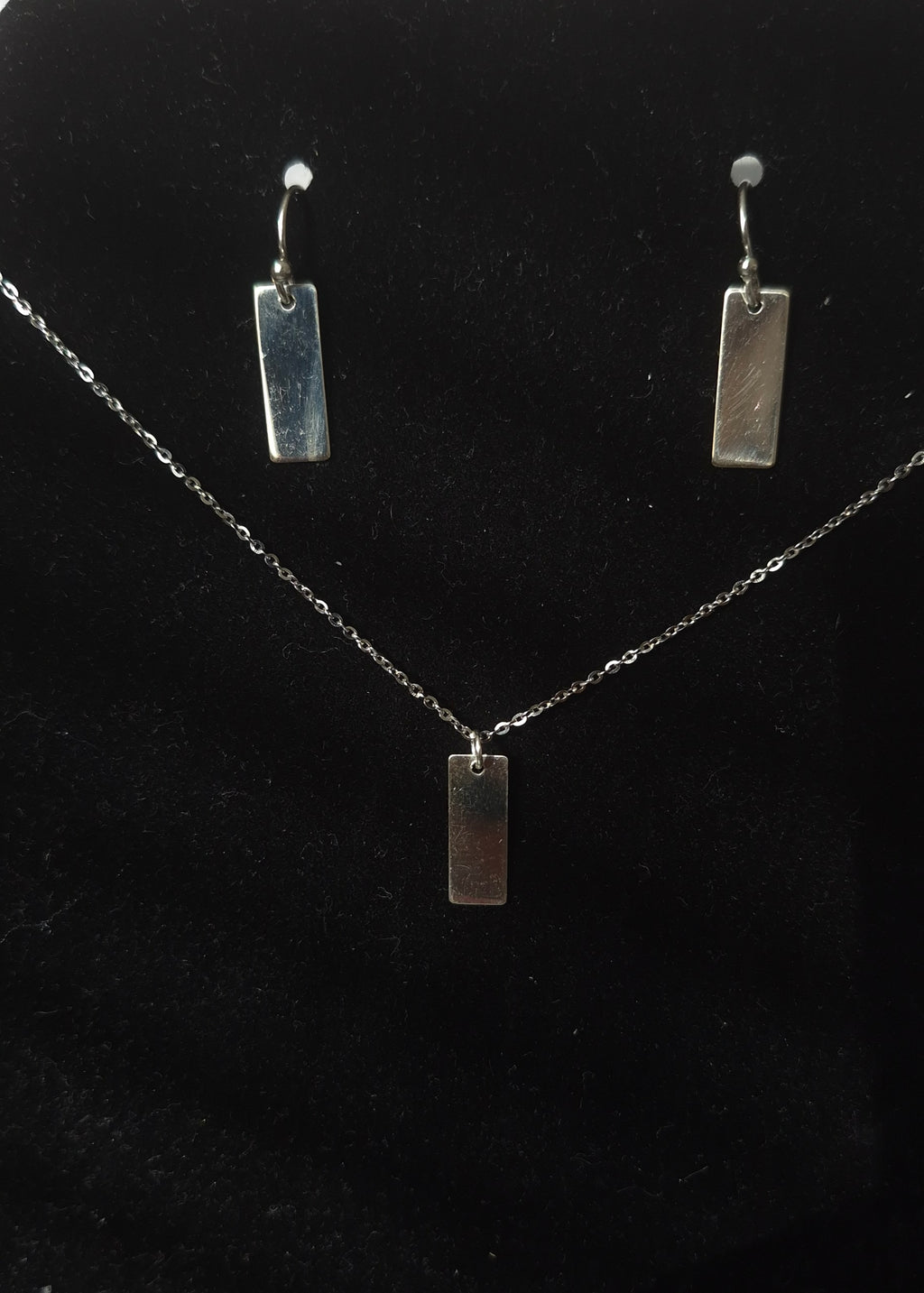 Silver Tag Drop Earrings