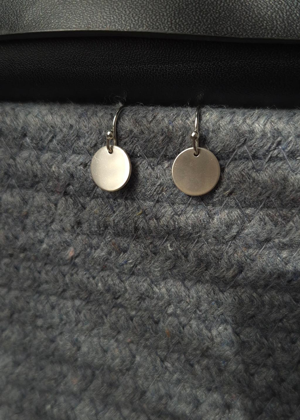 Silver Disc Drop Earrings
