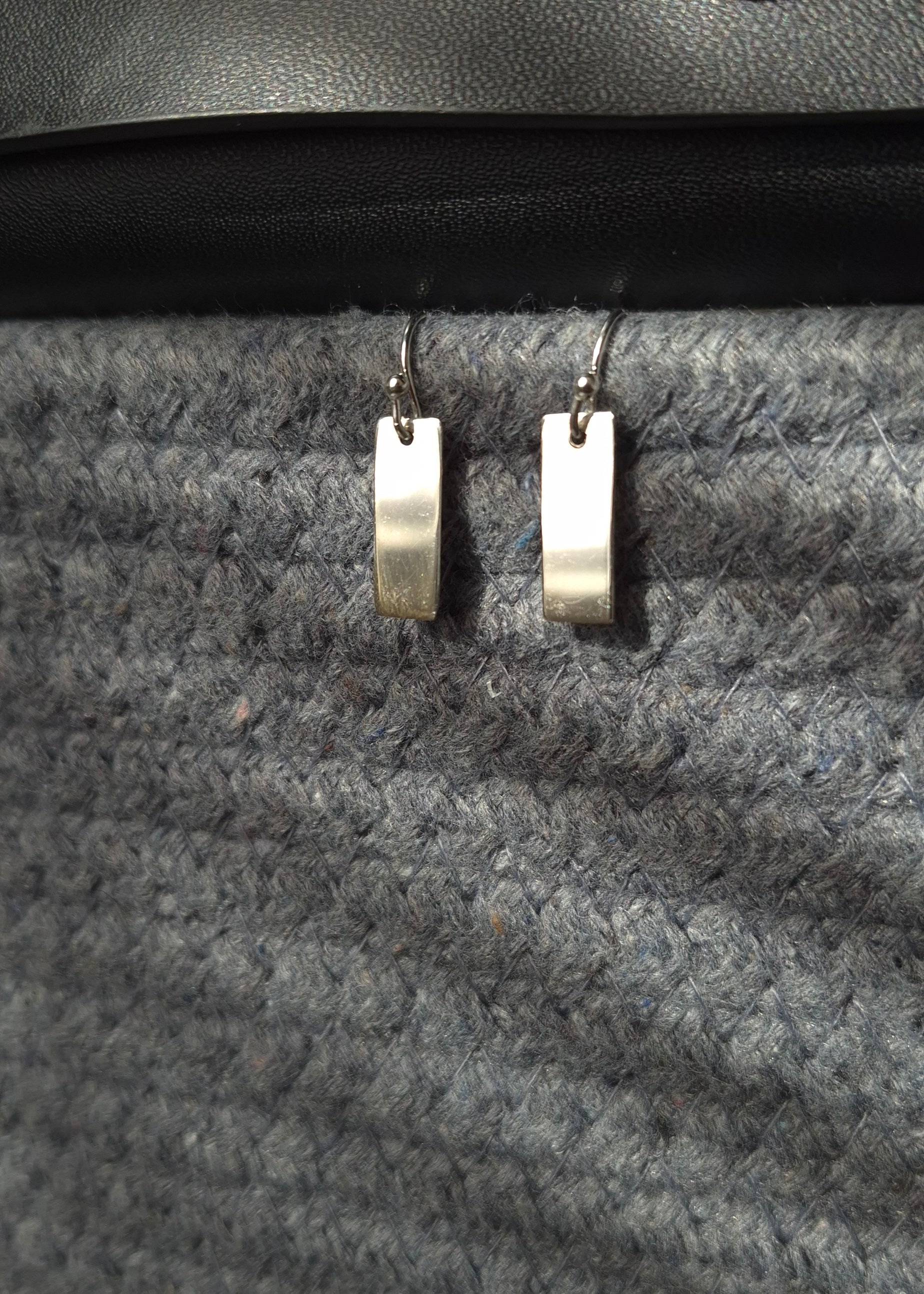 Silver Tag Drop Earrings