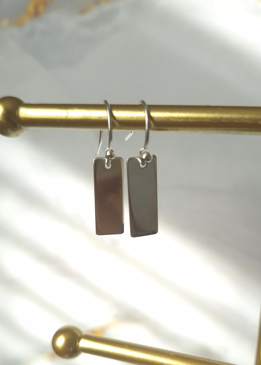 Silver Tag Drop Earrings