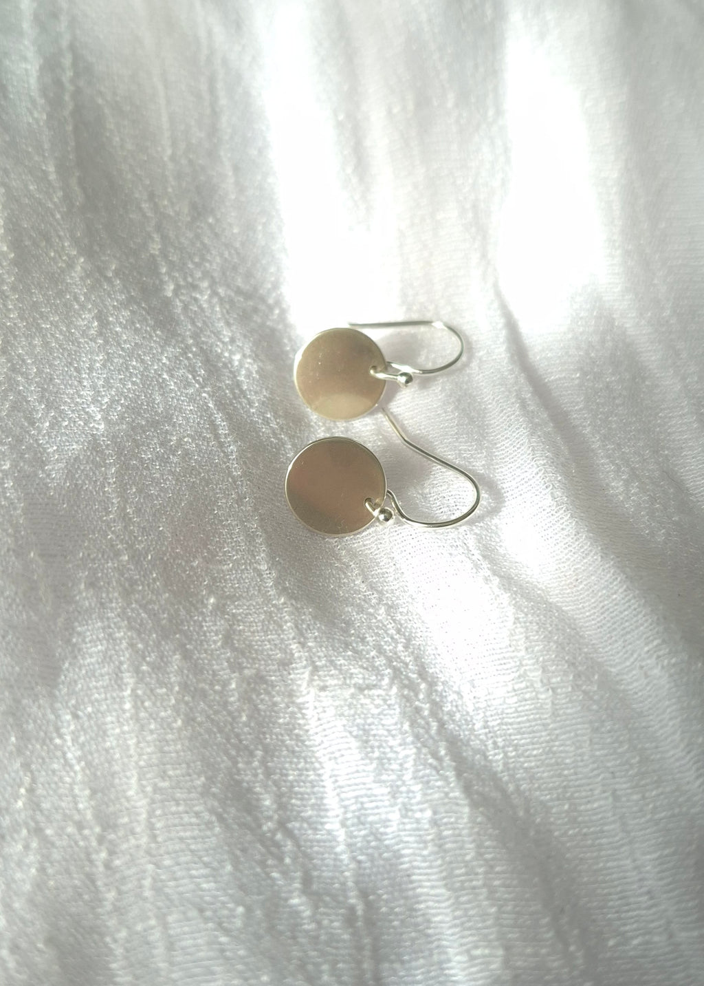 Silver Disc Drop Earrings