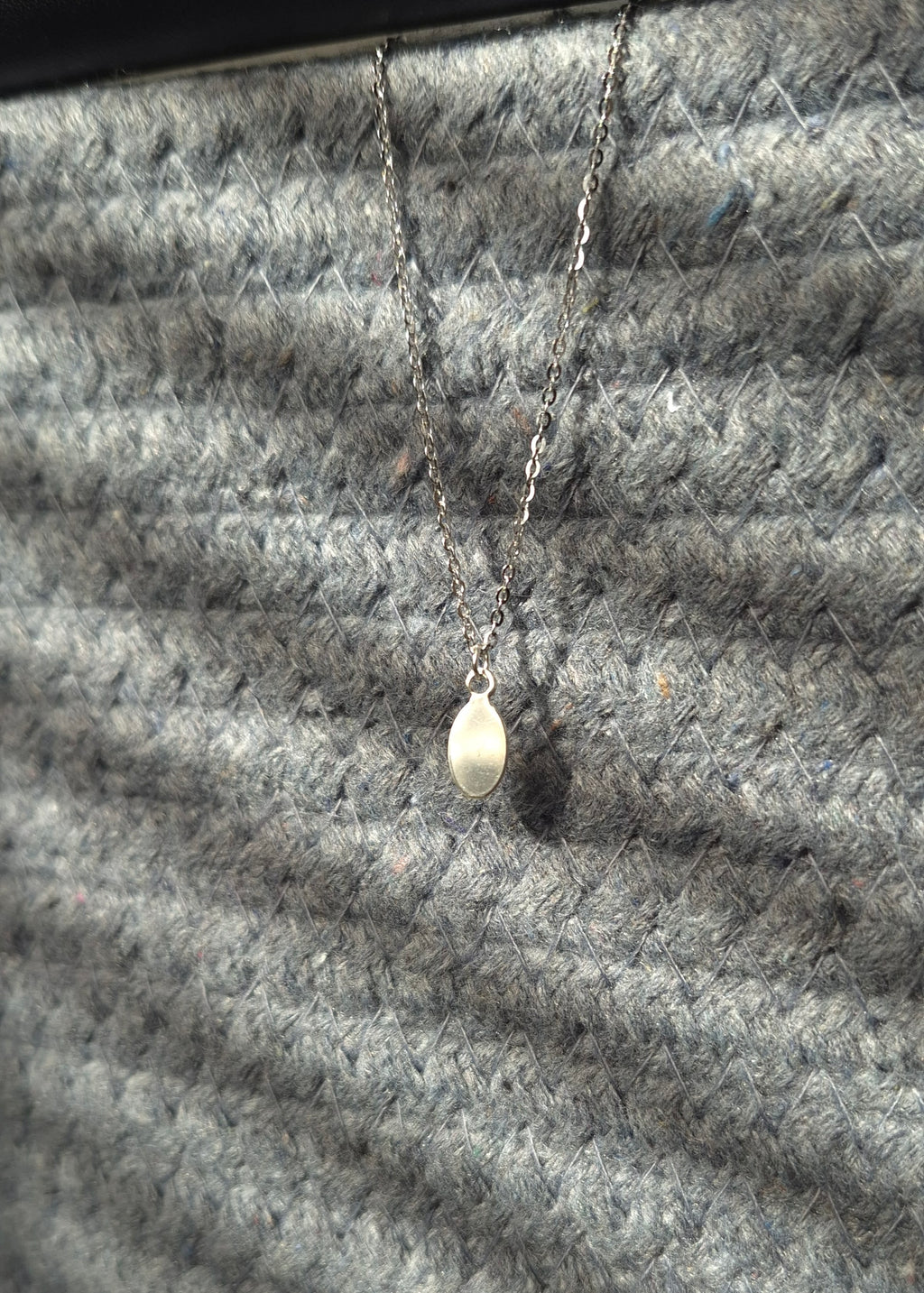 Tiny Silver Oval Necklace