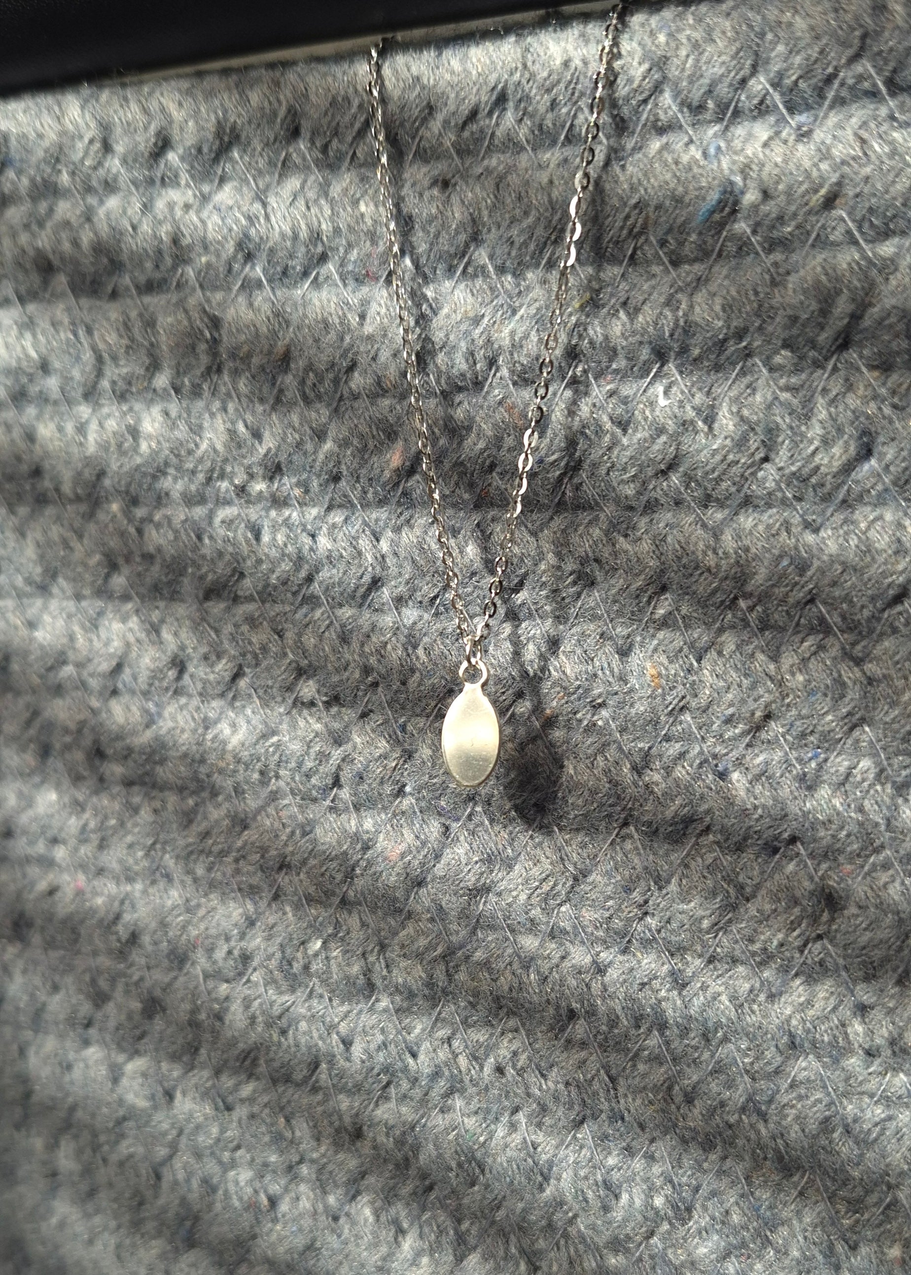 Tiny Silver Oval Necklace